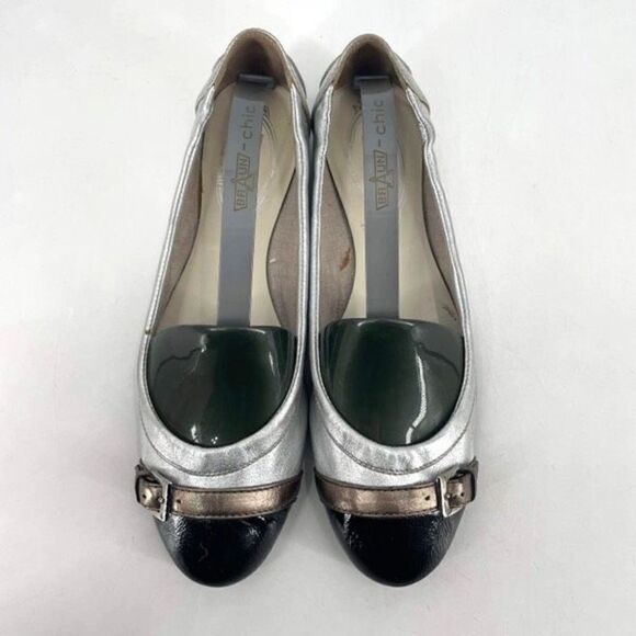 Tod's Womens Leather Round Toe Slip-On Ballet Flats Shoes Silver Black Size 38.5 - Picture 10 of 10